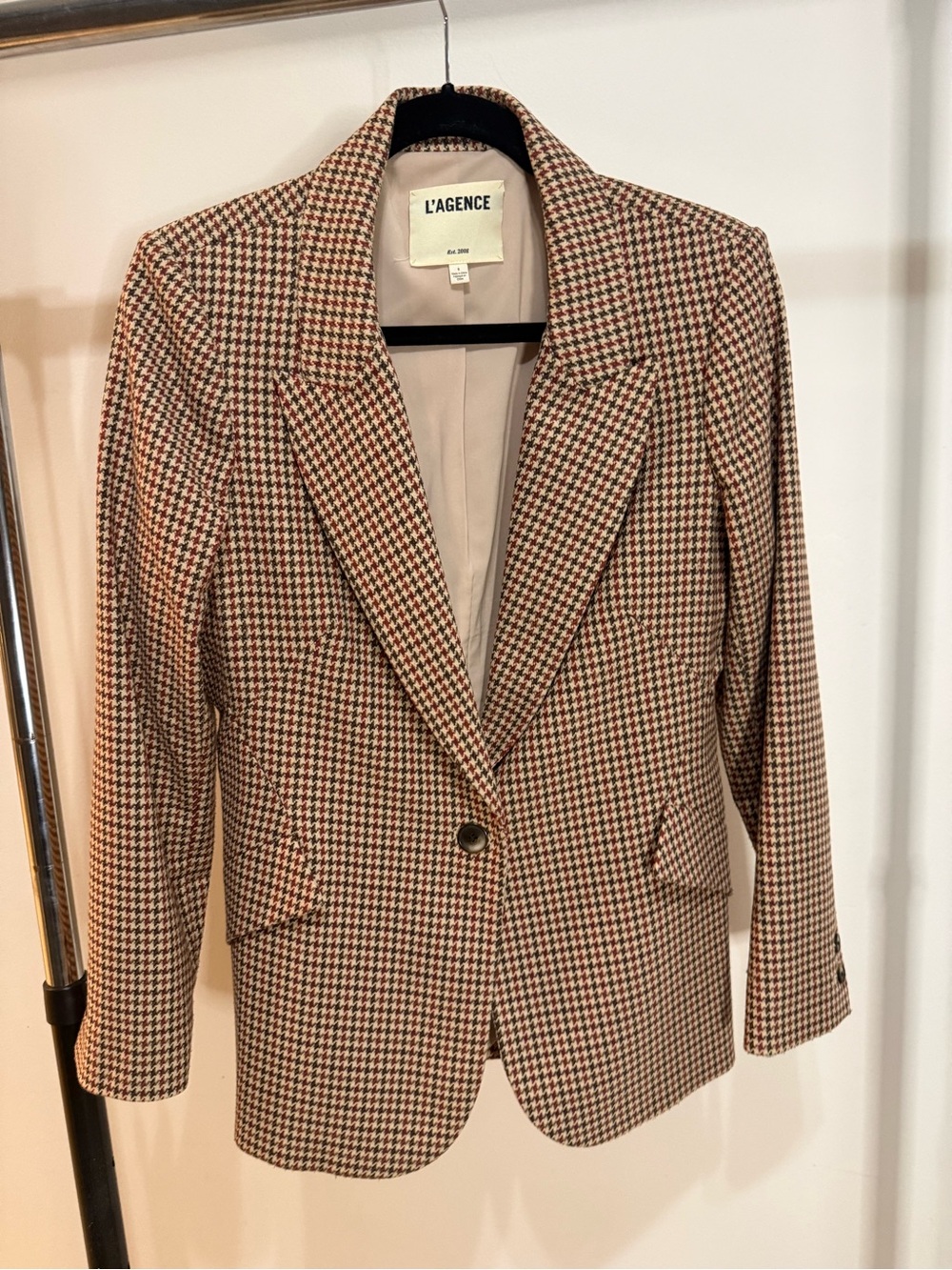 L'AGENCE Houndstooth Blazer in Brown and Black
